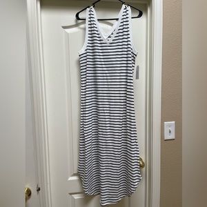 White with black stripe midi dress. Size M. Never worn.